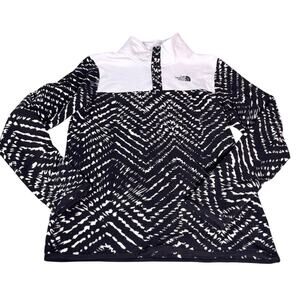 The North Face Youth sz XL Black White Glacier 1/4 Snap Pullover Fleece LS